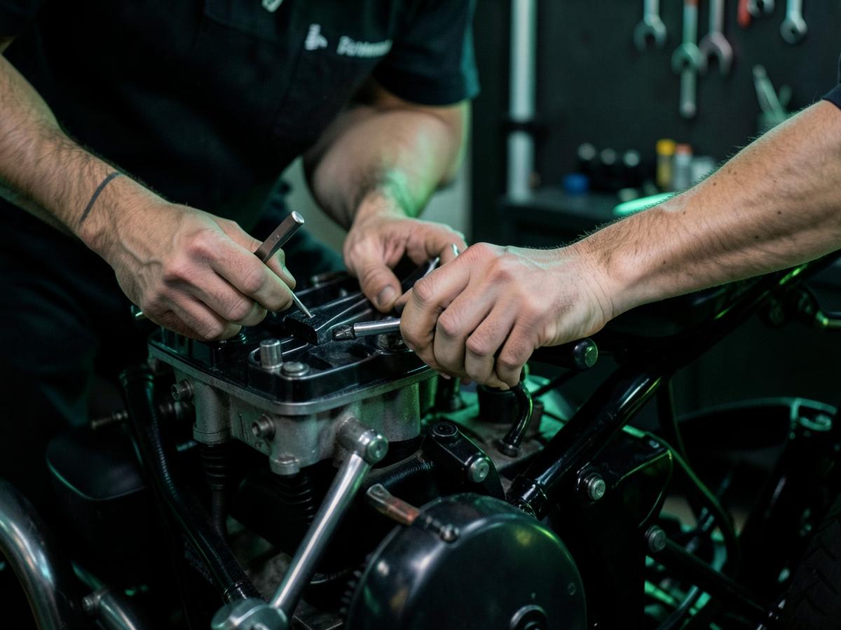 Mecânico da Doctor Motos realizando manutenção de moto em Patrocínio MG